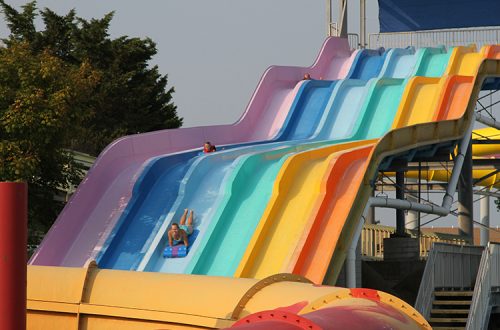 racing waterslides with family