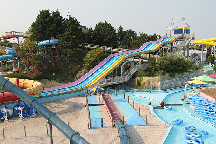 aerial view of waterslides